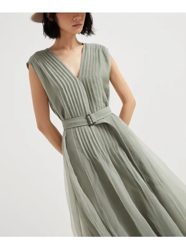 ワンピース Brunello Cucinelli Abito In Cotone Brunello Cucinelli Monili Pleated Dress | Green | FARFETCH