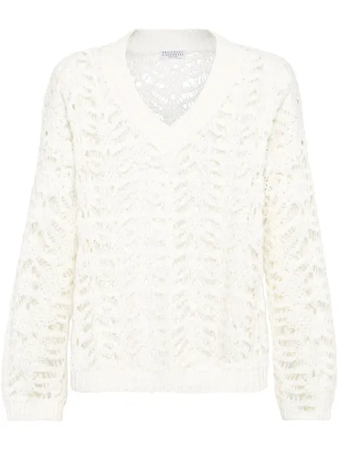 Brunello Cucinelli Foliage sweater i bladstrik