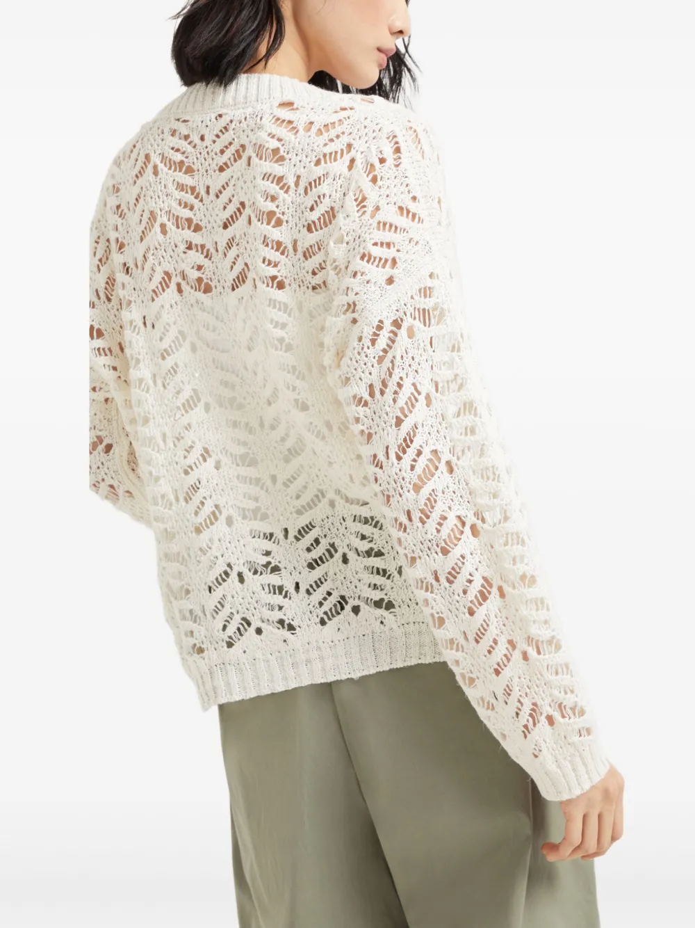 Brunello Cucinelli Foliage gebreide trui Wit