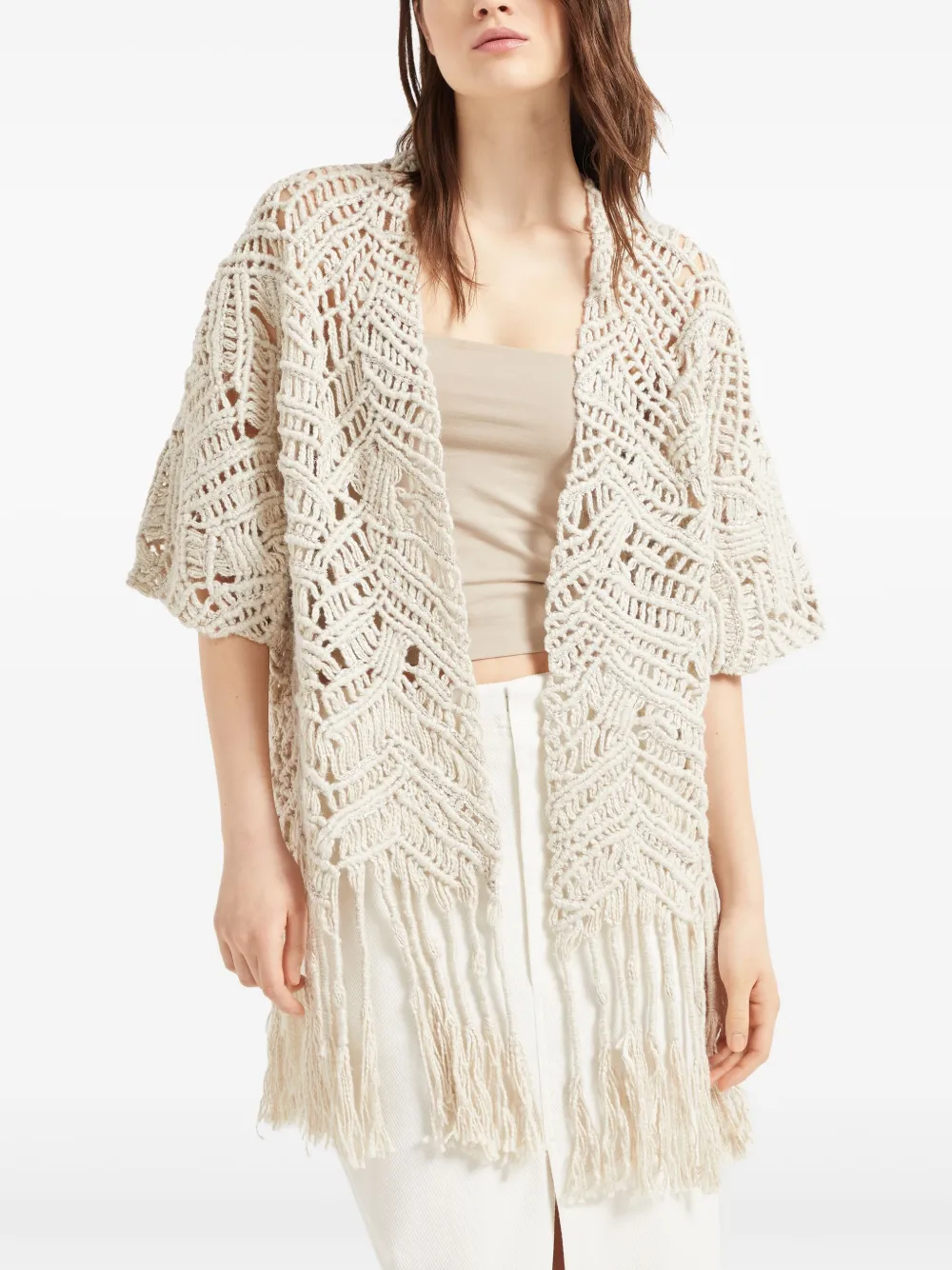 Brunello Cucinelli Opera macramé vest Beige