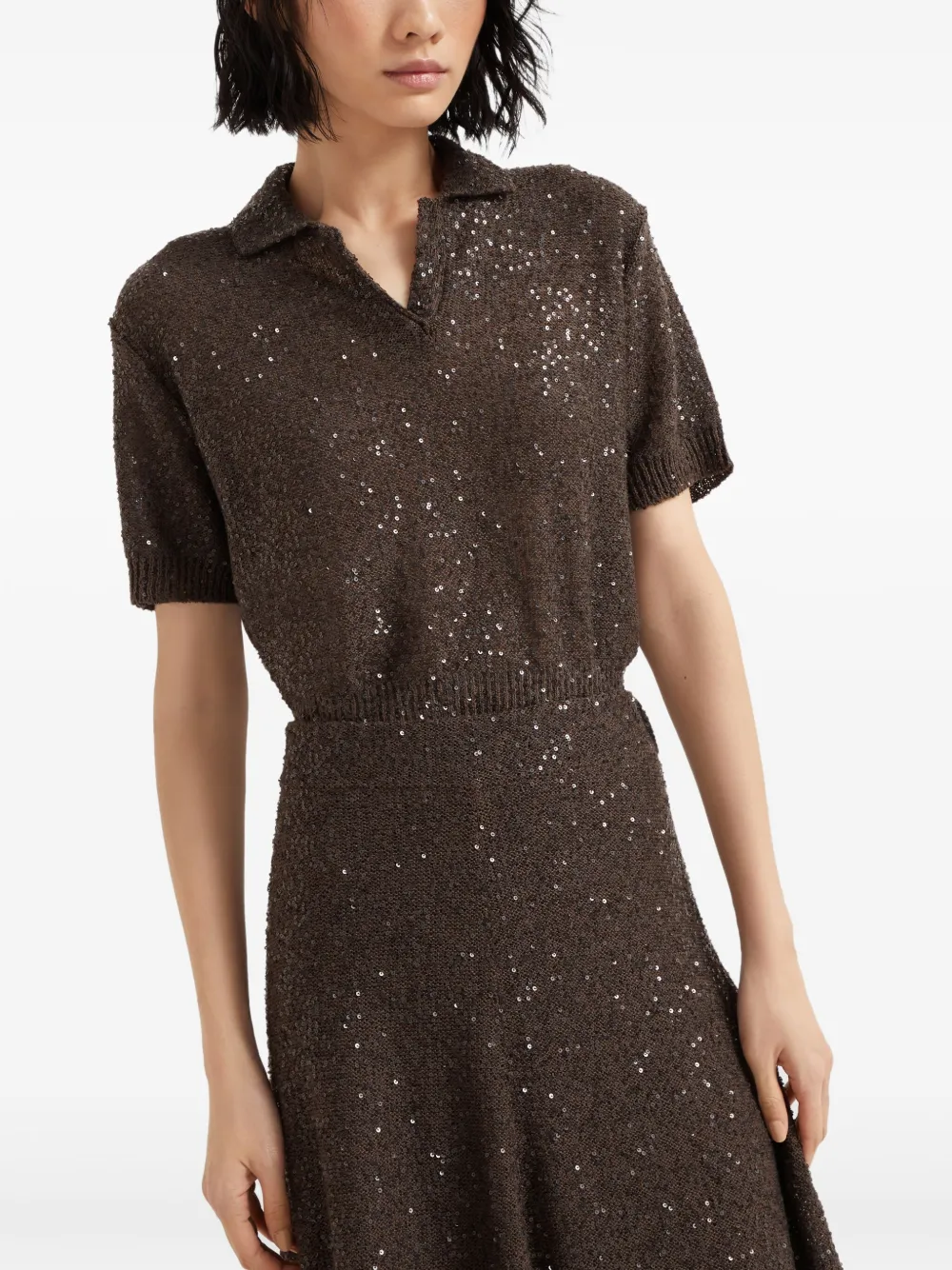 Brunello Cucinelli Rok met pailletten Bruin