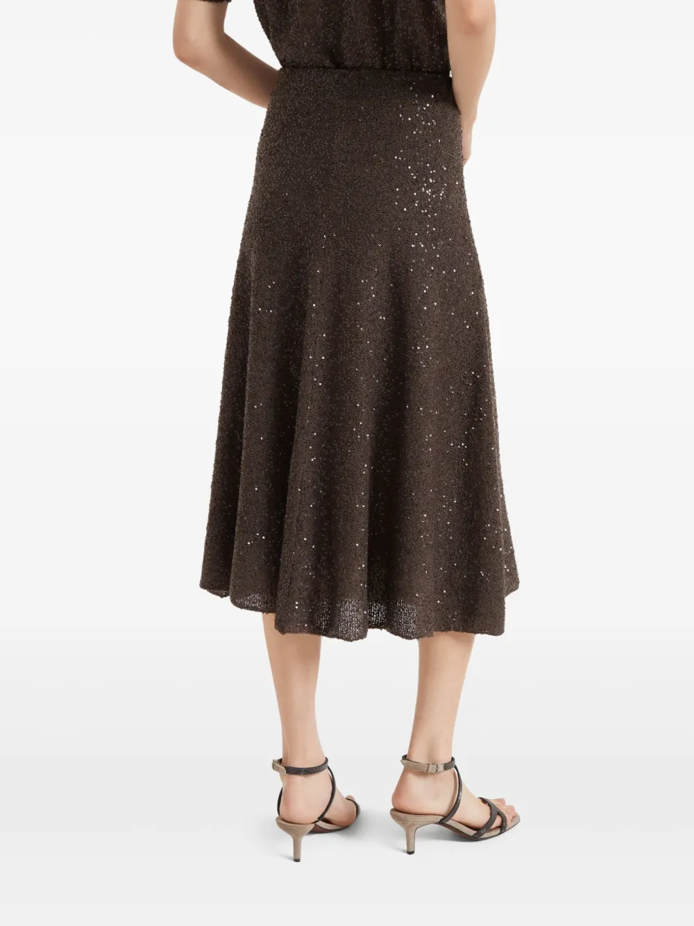 Brunello Cucinelli Rok met pailletten Bruin