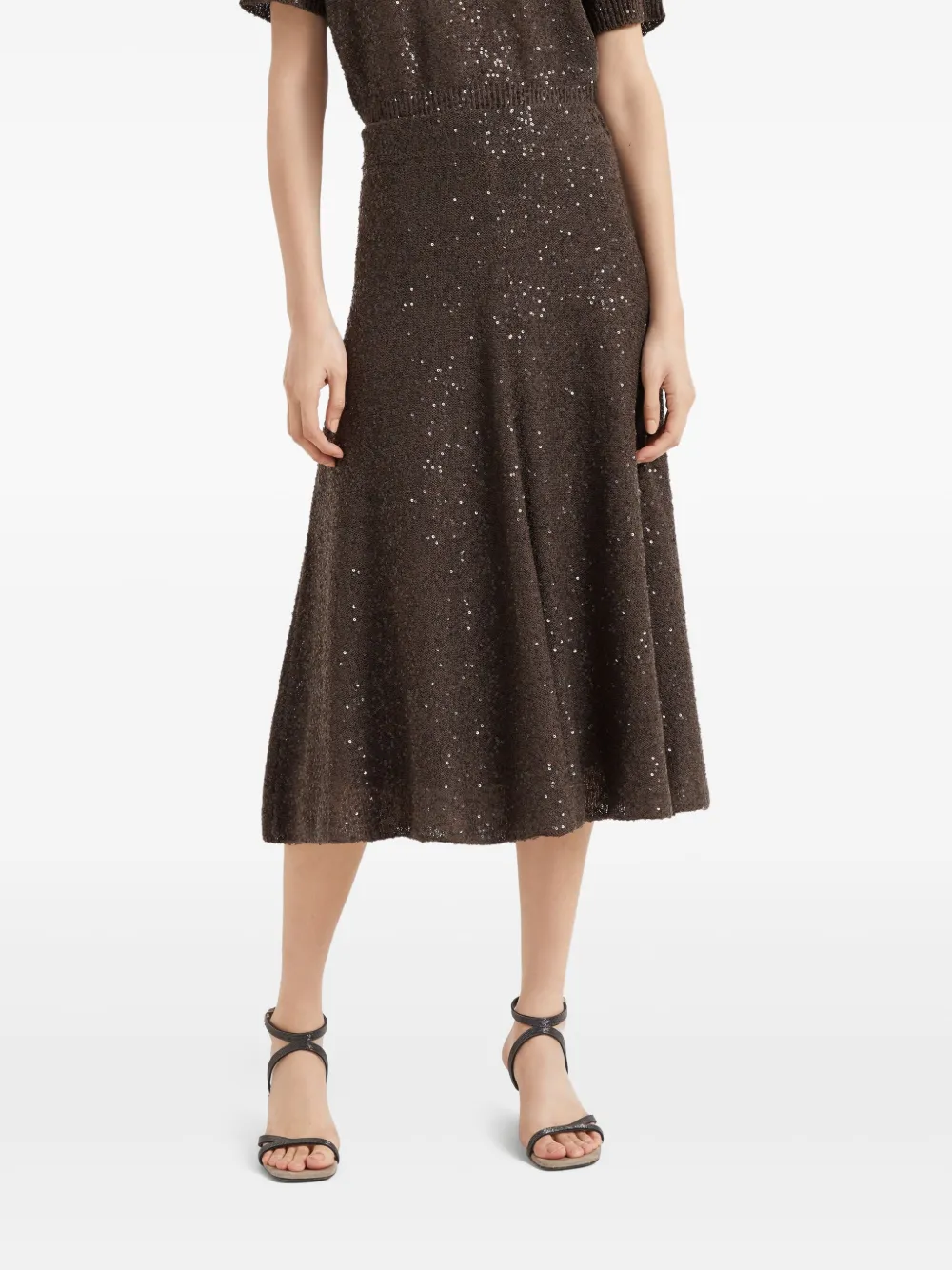 Brunello Cucinelli Rok met pailletten Bruin