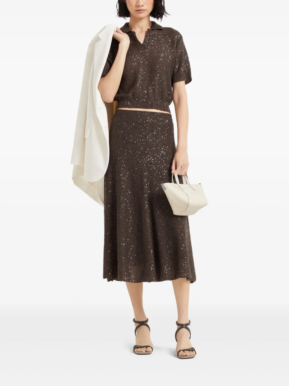 Brunello Cucinelli sequinned skirt - Bruin