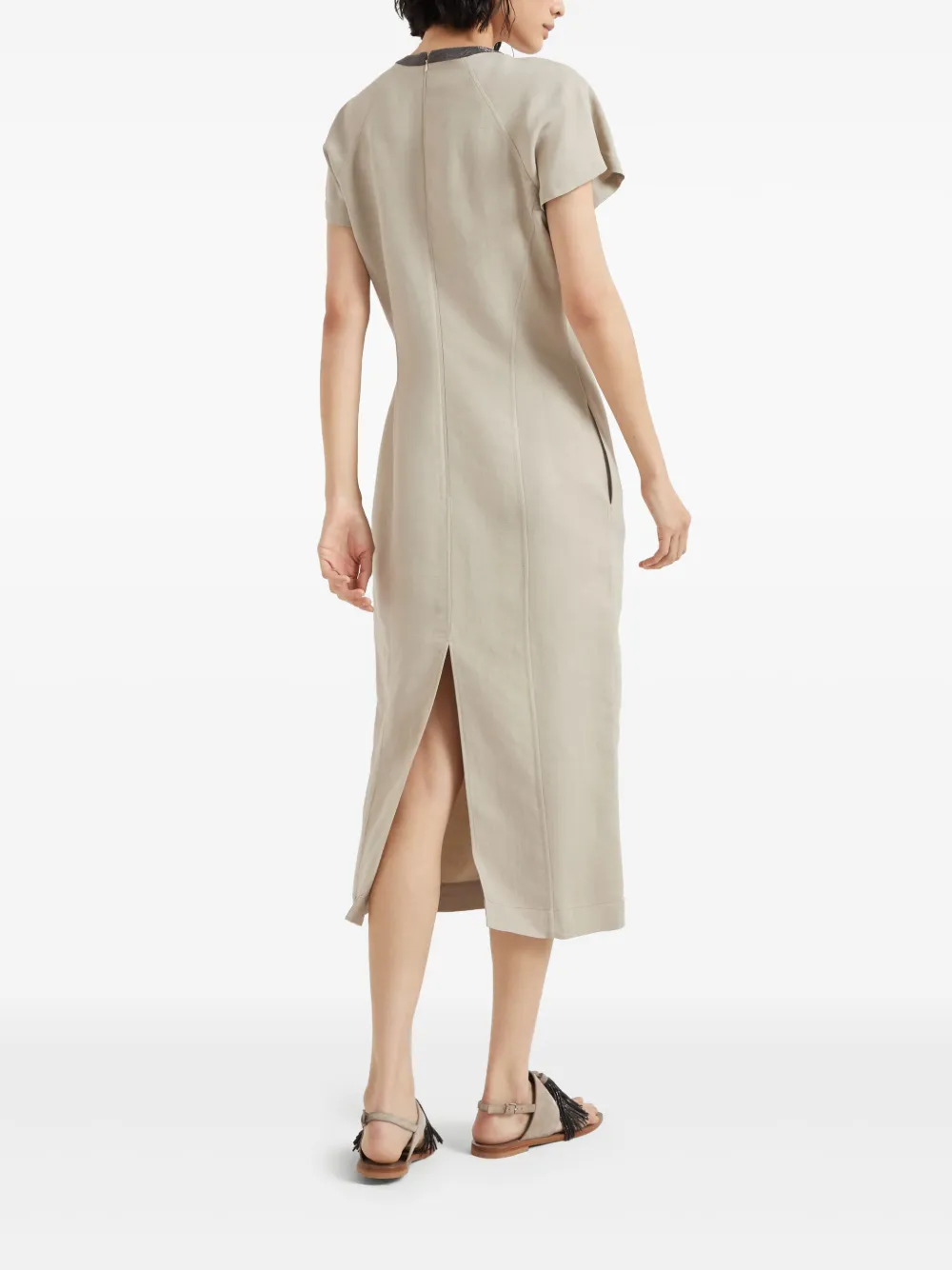 Brunello Cucinelli Verfraaide Monili jurk Beige