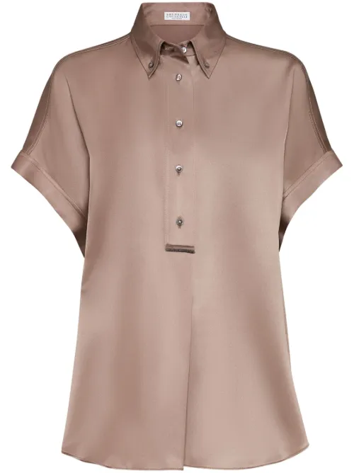 Chemise en soie à ornements métalliques - Brunello Cucinelli - Modalova