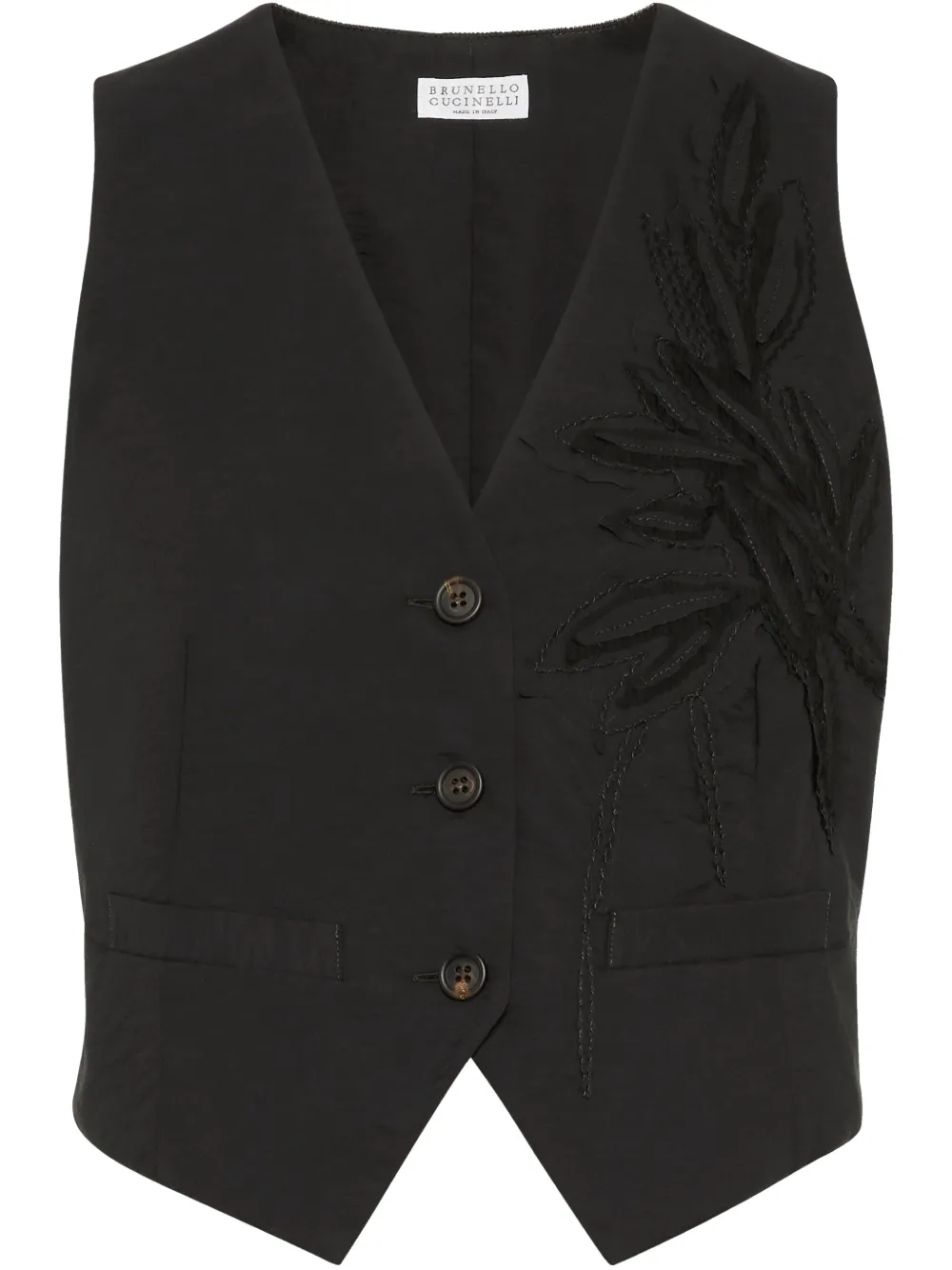 BRUNELLO CUCINELLI FLORA-APPLIQUÉ WAISTCOAT