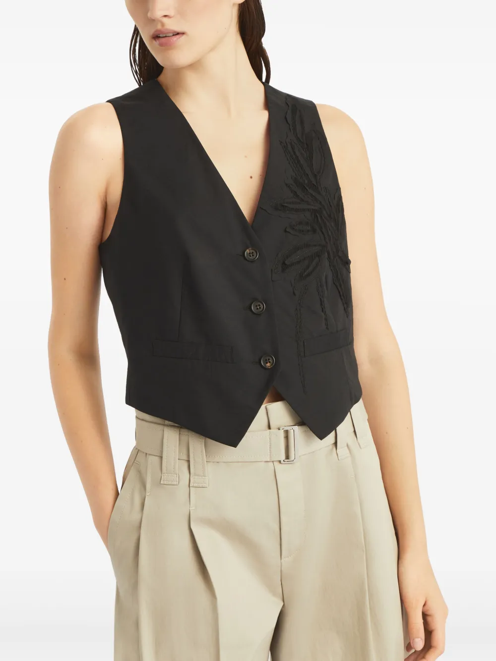 BRUNELLO CUCINELLI FLORA-APPLIQUÉ WAISTCOAT