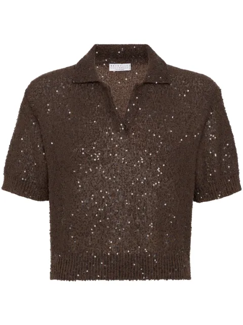 Brunello Cucinelli sequinned polo top