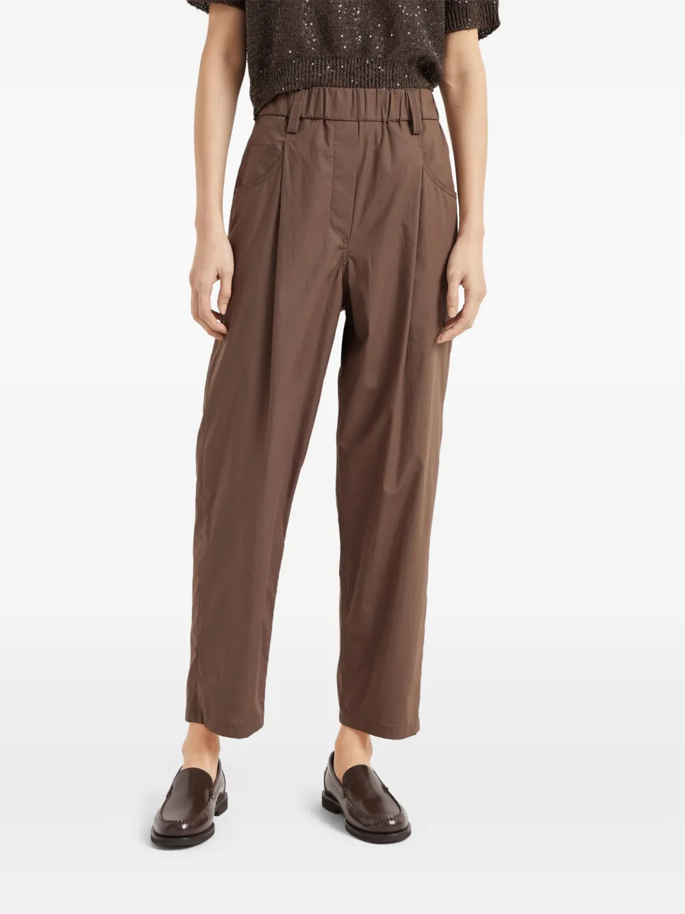 Brunello Cucinelli Straight broek met Monili-kettingdetail Bruin