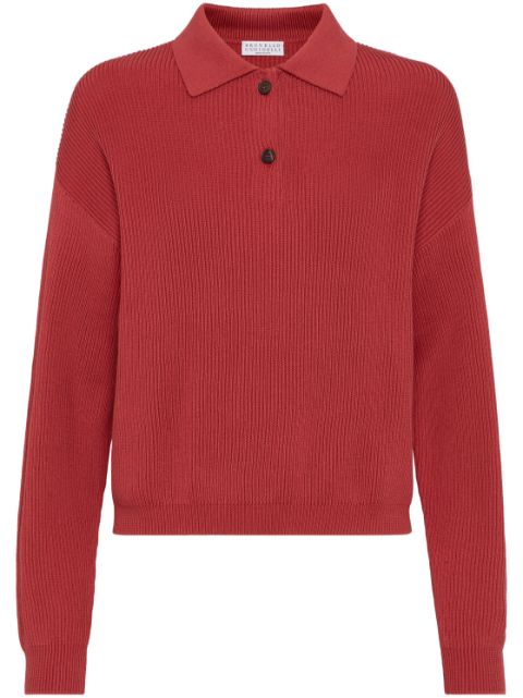 Brunello Cucinelli ribbed polo top  