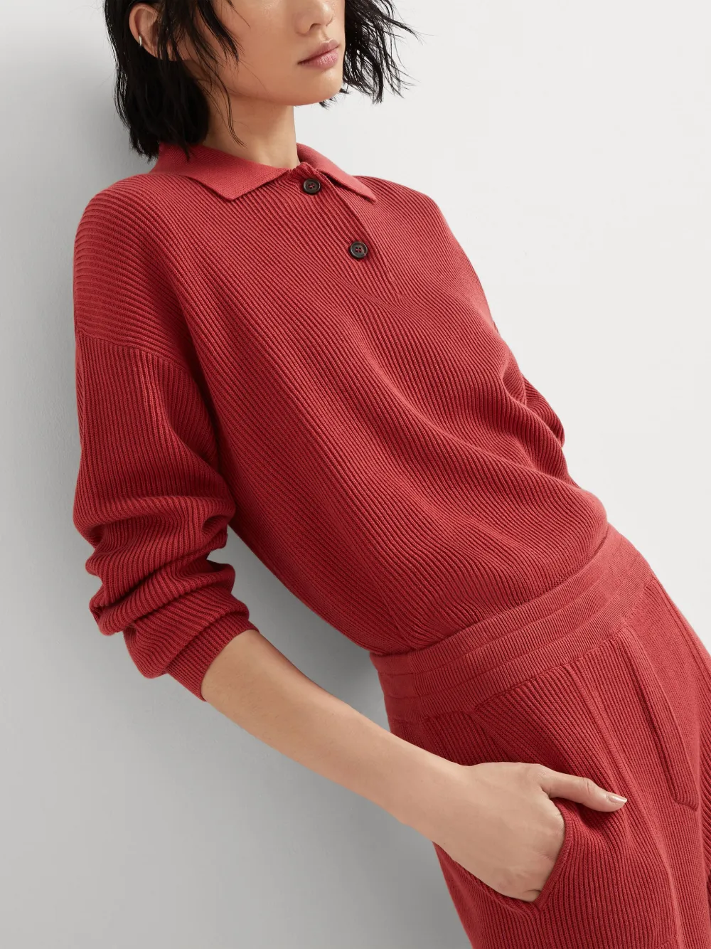 Brunello Cucinelli Geribbelde polotop Rood