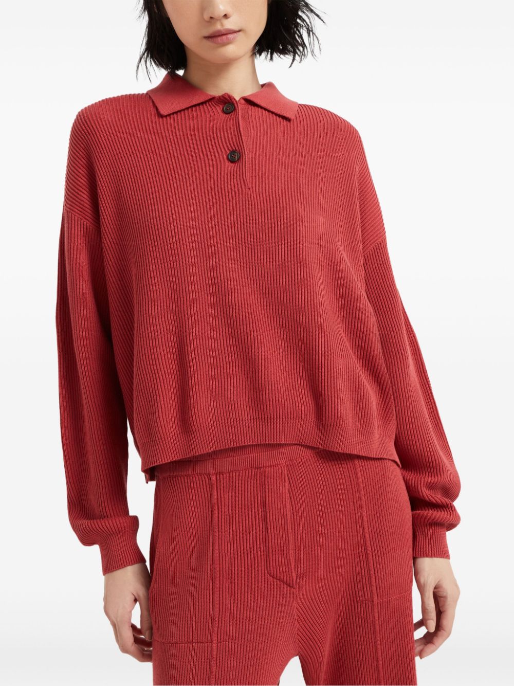 Brunello Cucinelli Geribbelde polotop - Rood