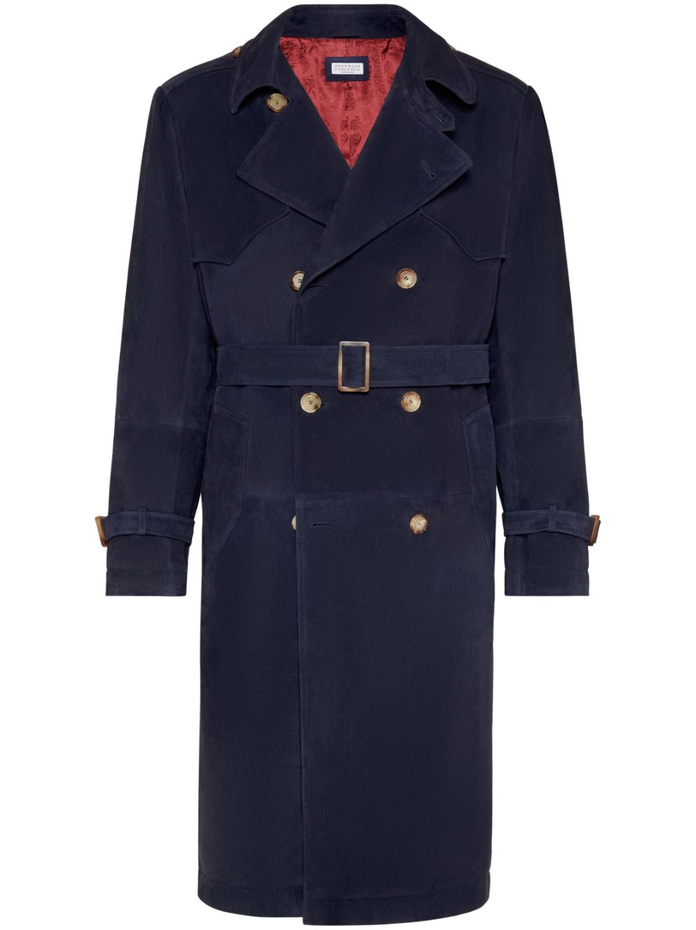 Brunello Cucinelli suede trench coat - Blue