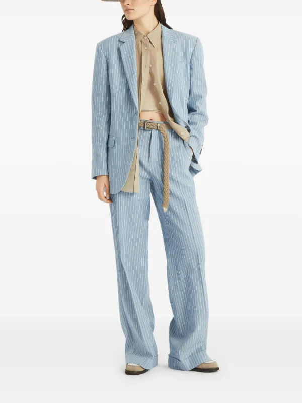 Brunello Cucinelli ストライプ パンツ | ブルー | FARFETCH JP