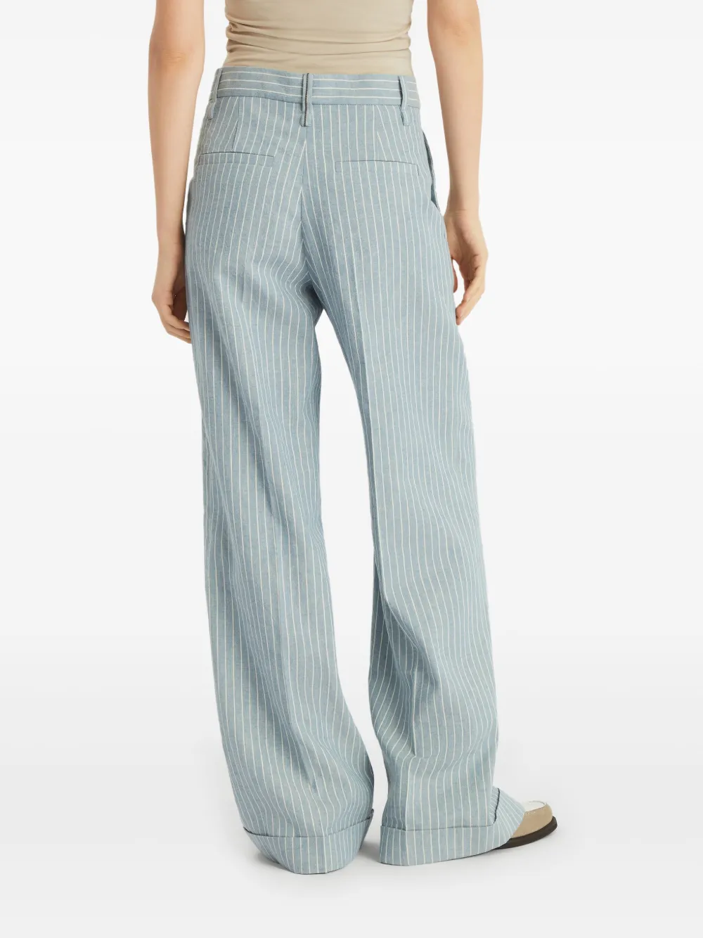 Brunello Cucinelli Broek met krijtstreep Blauw