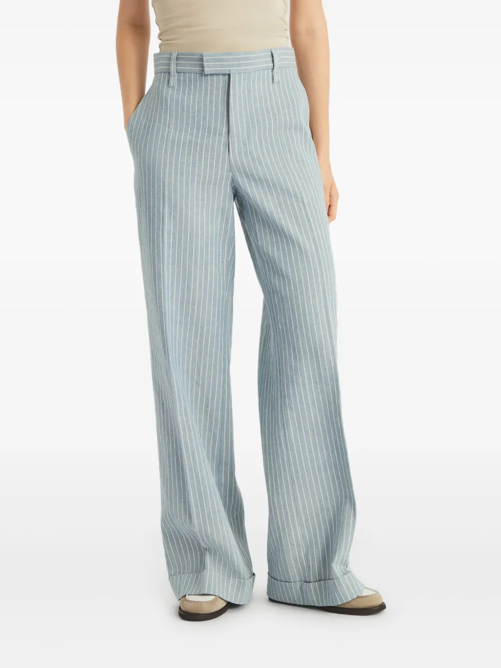 Brunello Cucinelli Broek met krijtstreep Blauw