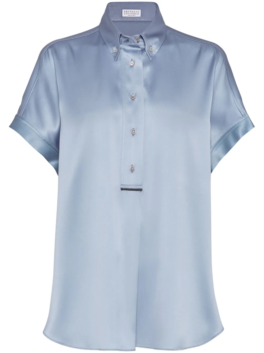 Brunello Cucinelli Satijnen overhemd Blauw