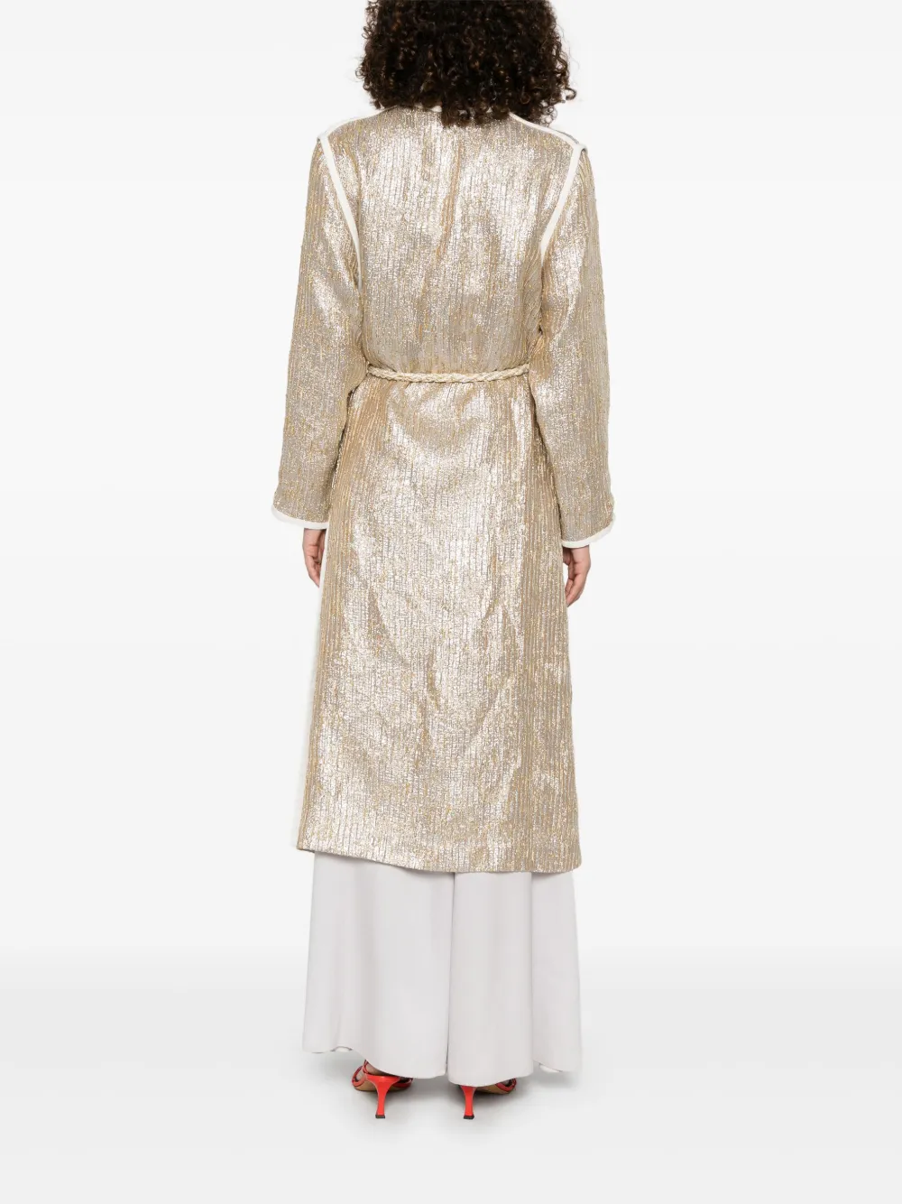 Shop Forte Forte Lurex Coat In Gold
