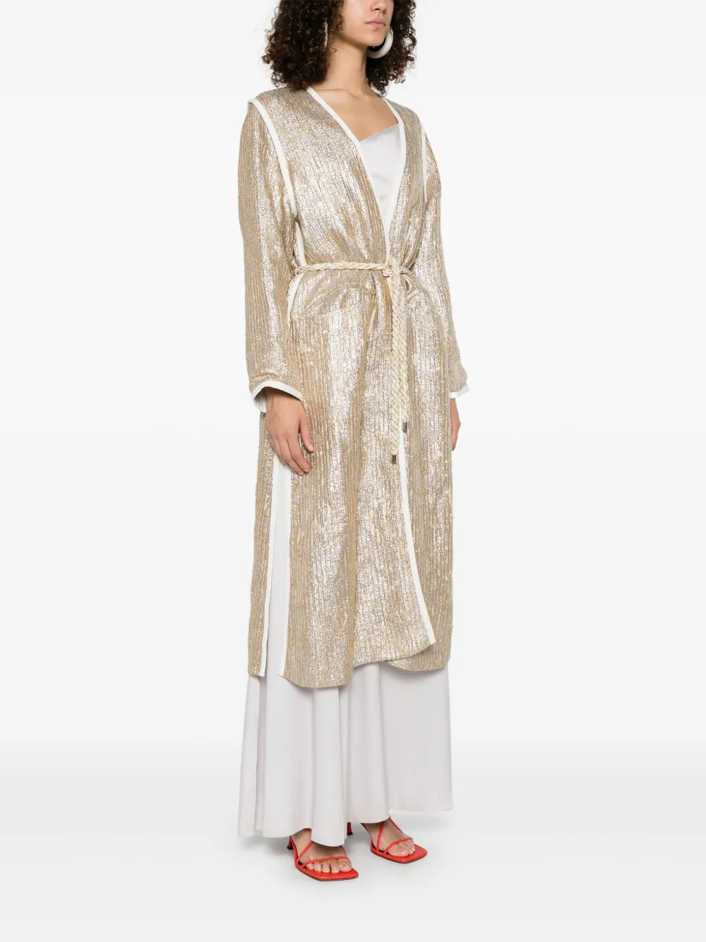 Shop Forte Forte Lurex Coat In Gold