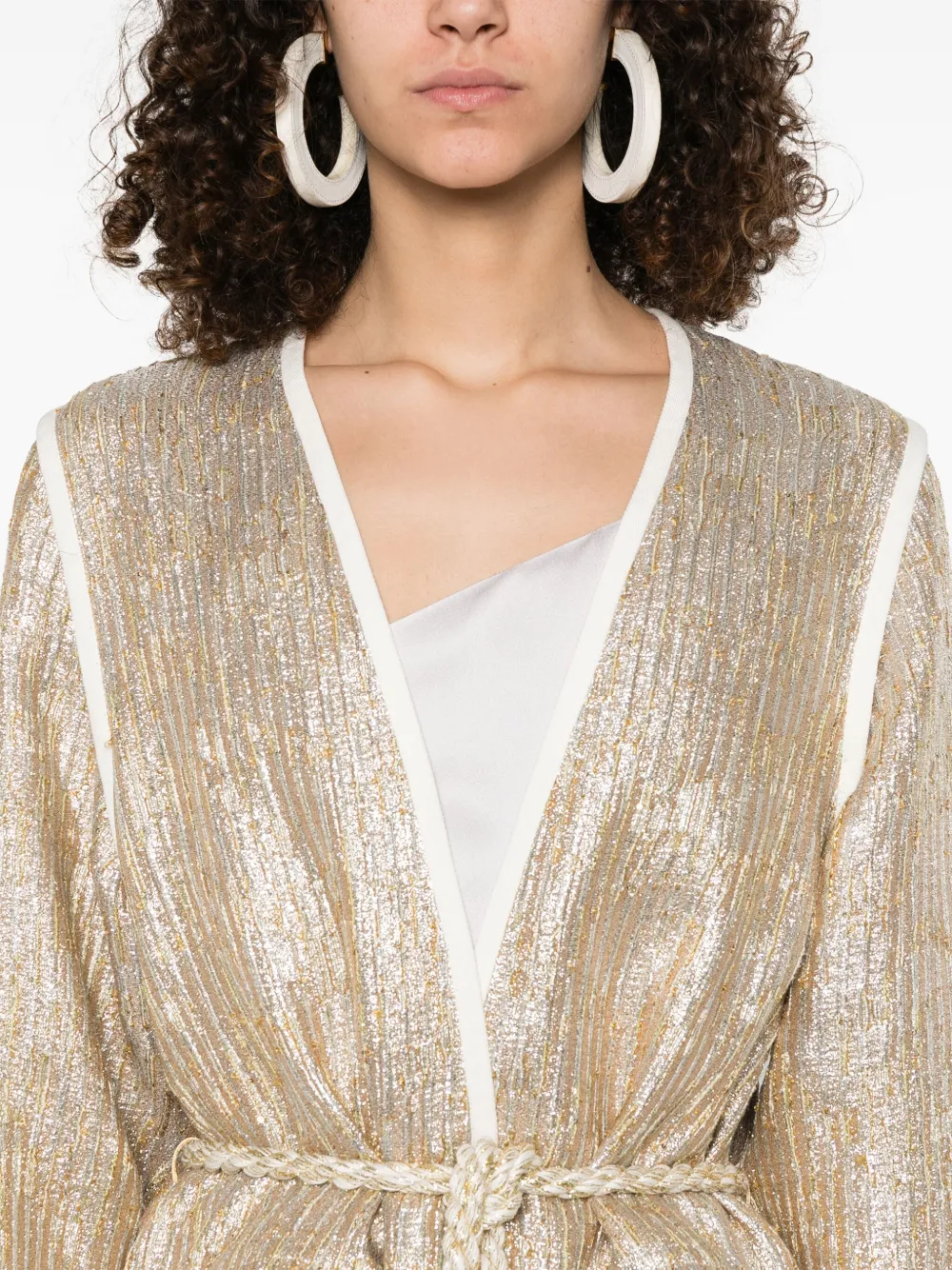 Shop Forte Forte Lurex Coat In Gold