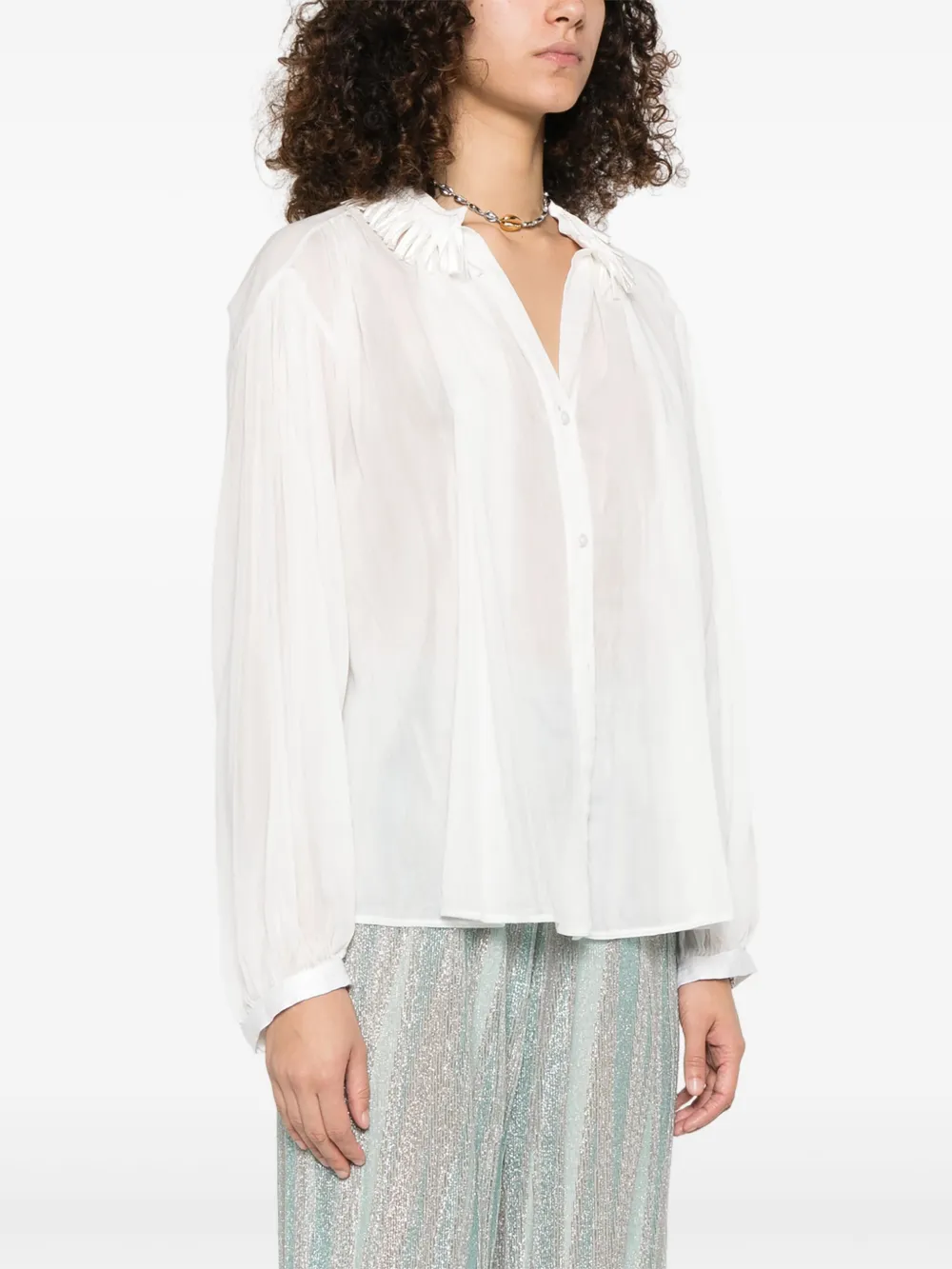 Forte Blouse met franje detail Wit