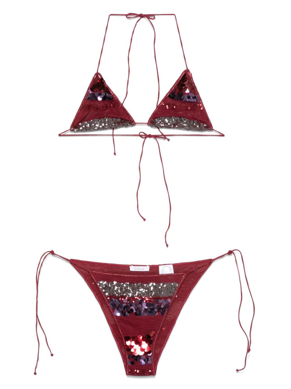 Oséree sequins stripe microkini Rood