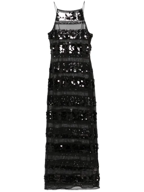 Oséree vestido largo con motivo de rayas y lentejuelas