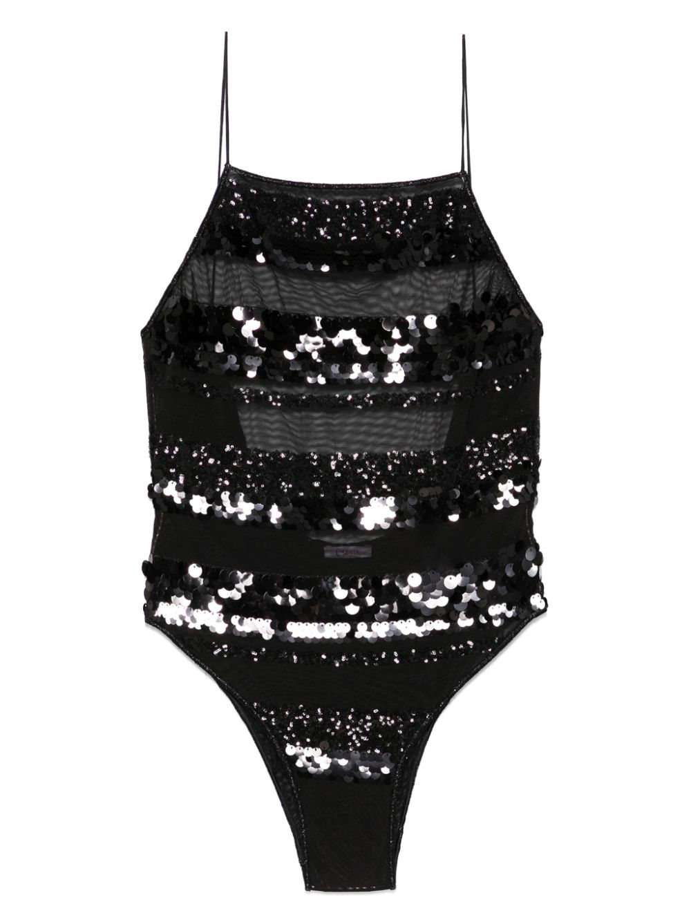 Oséree sequins stripe swimsuit Zwart