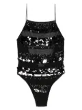 Oséree sequins stripe swimsuit - Black