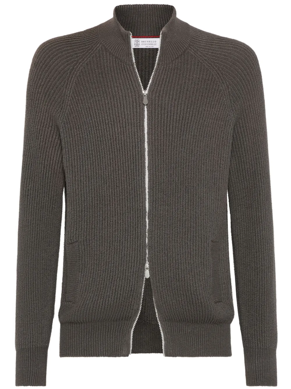 Brunello Cucinelli كارديغان بحياكة مضلعة | رمادي | Image 1