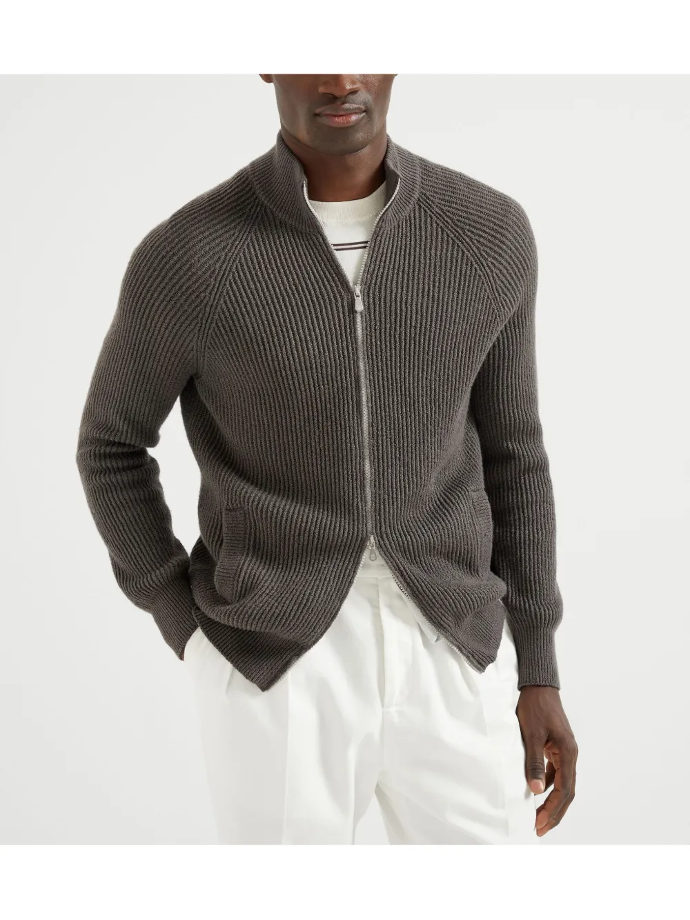 Brunello Cucinelli Ribgebreid vest Grijs