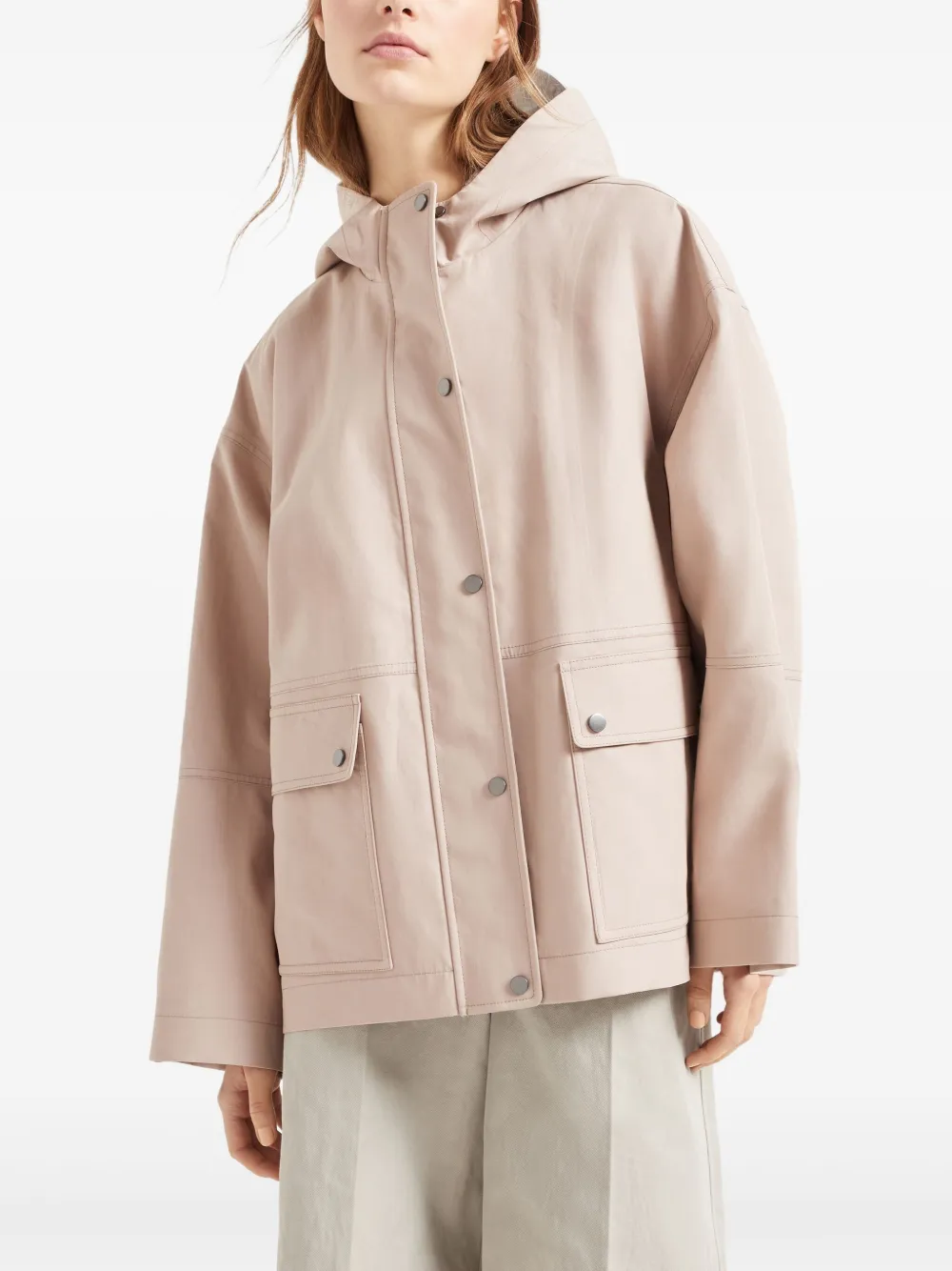 Brunello Cucinelli Waterbestendig canvas jack Roze