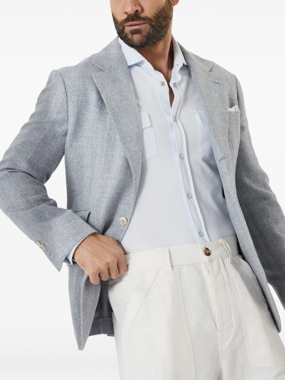 Brunello Cucinelli Piqué overhemd Blauw