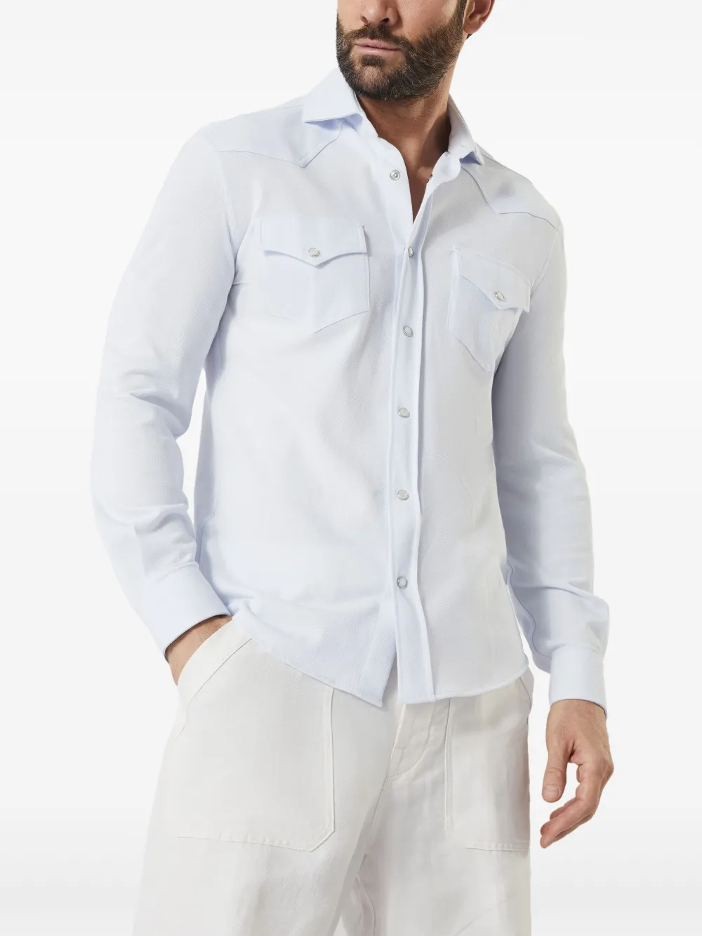 Brunello Cucinelli Piqué overhemd Blauw