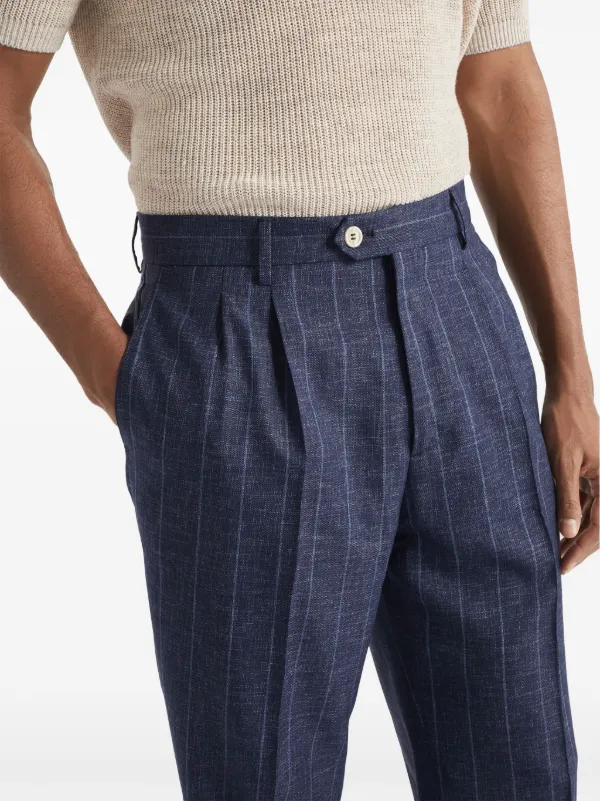 ブルネロクチネリストライプパンツ紺色