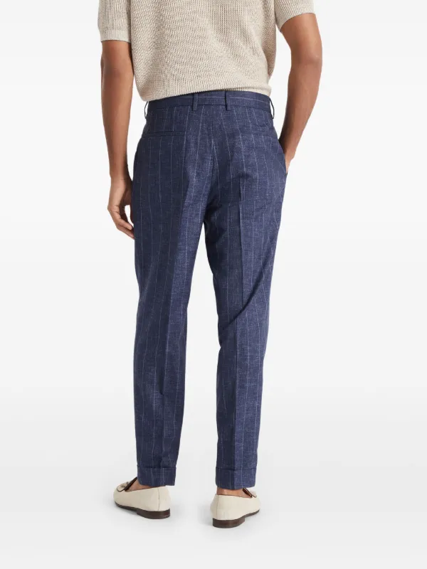 ブルネロクチネリストライプパンツ紺色