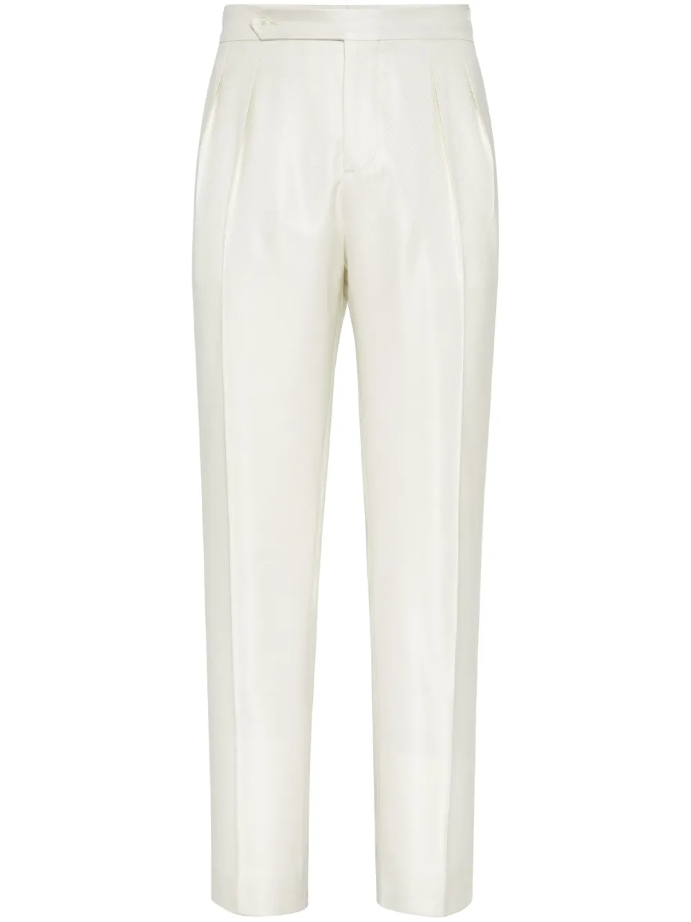 Brunello Cucinelli pleat-detail tuxedo trousers | Neutrals | Image 1