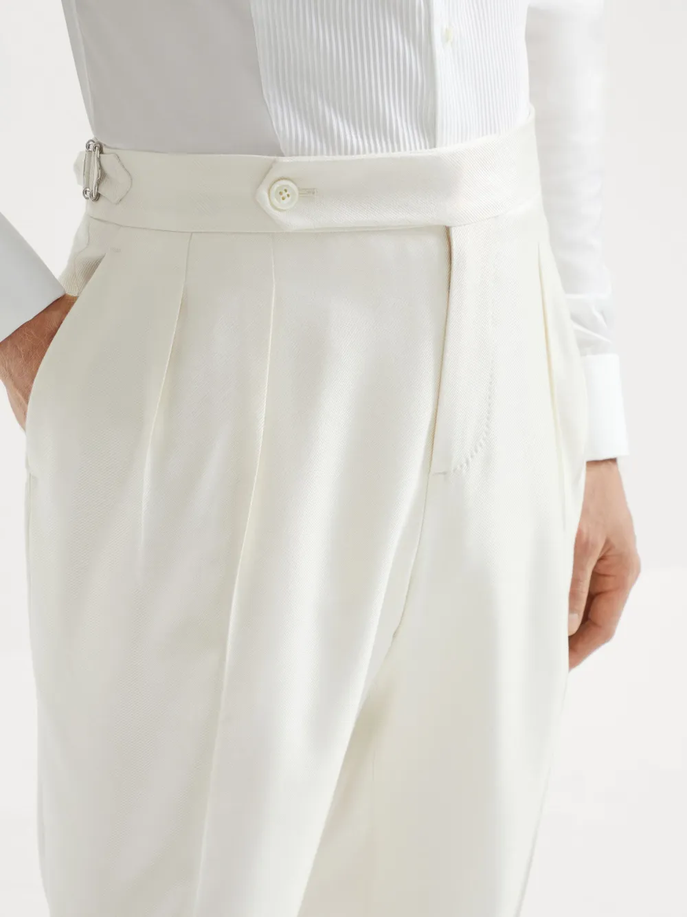 Brunello Cucinelli Pantalon met geplooid detail Beige