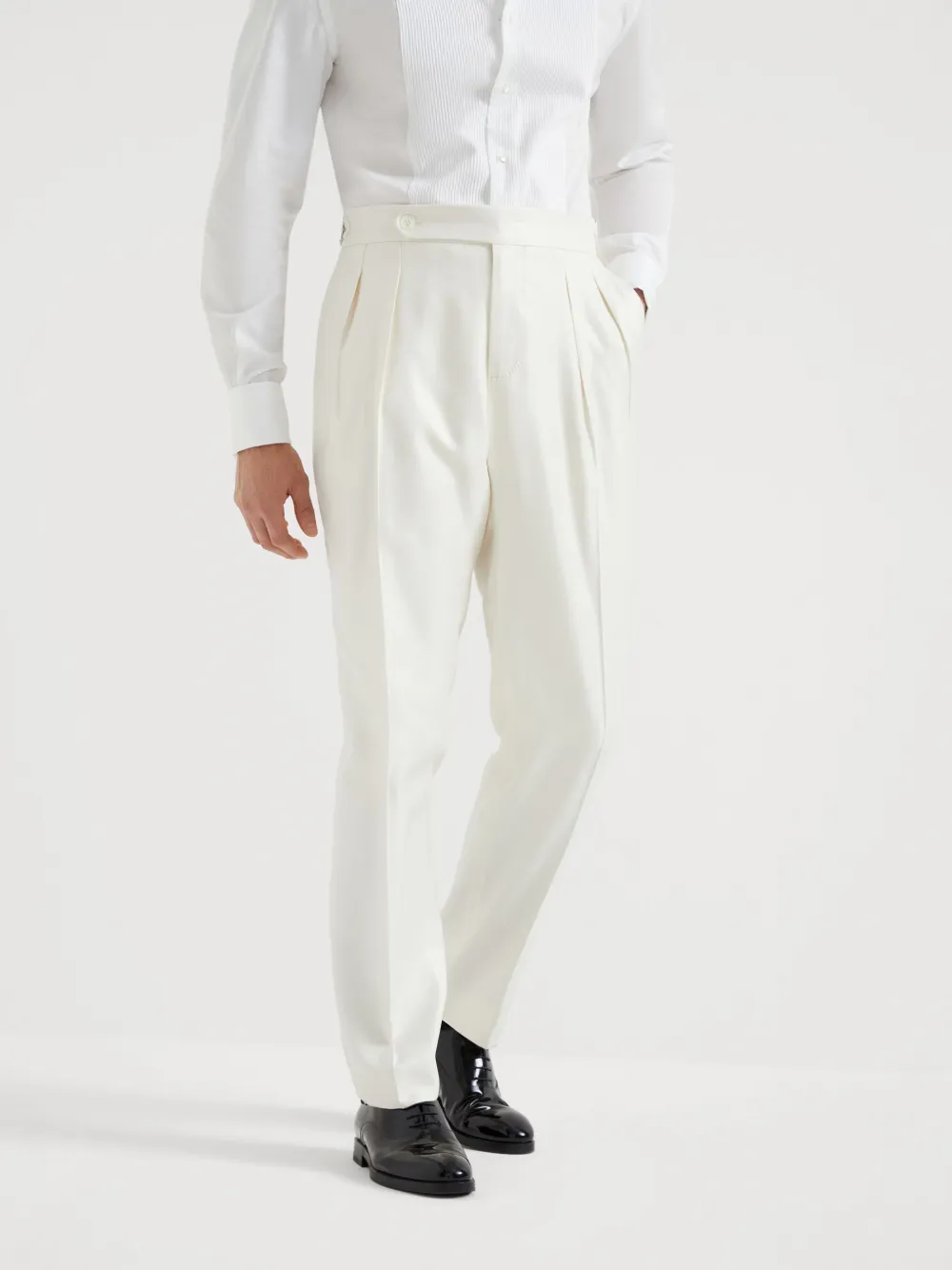 Brunello Cucinelli Pantalon met geplooid detail Beige