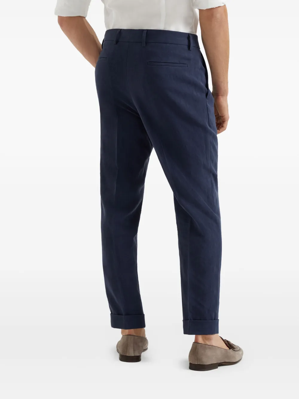 Brunello Cucinelli Linnen straight broek Blauw