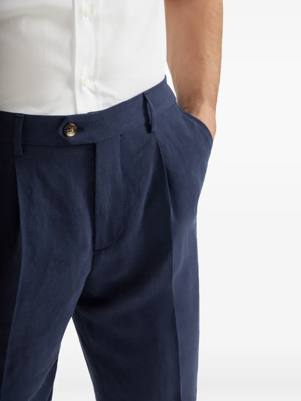 Brunello Cucinelli Linnen straight broek Blauw