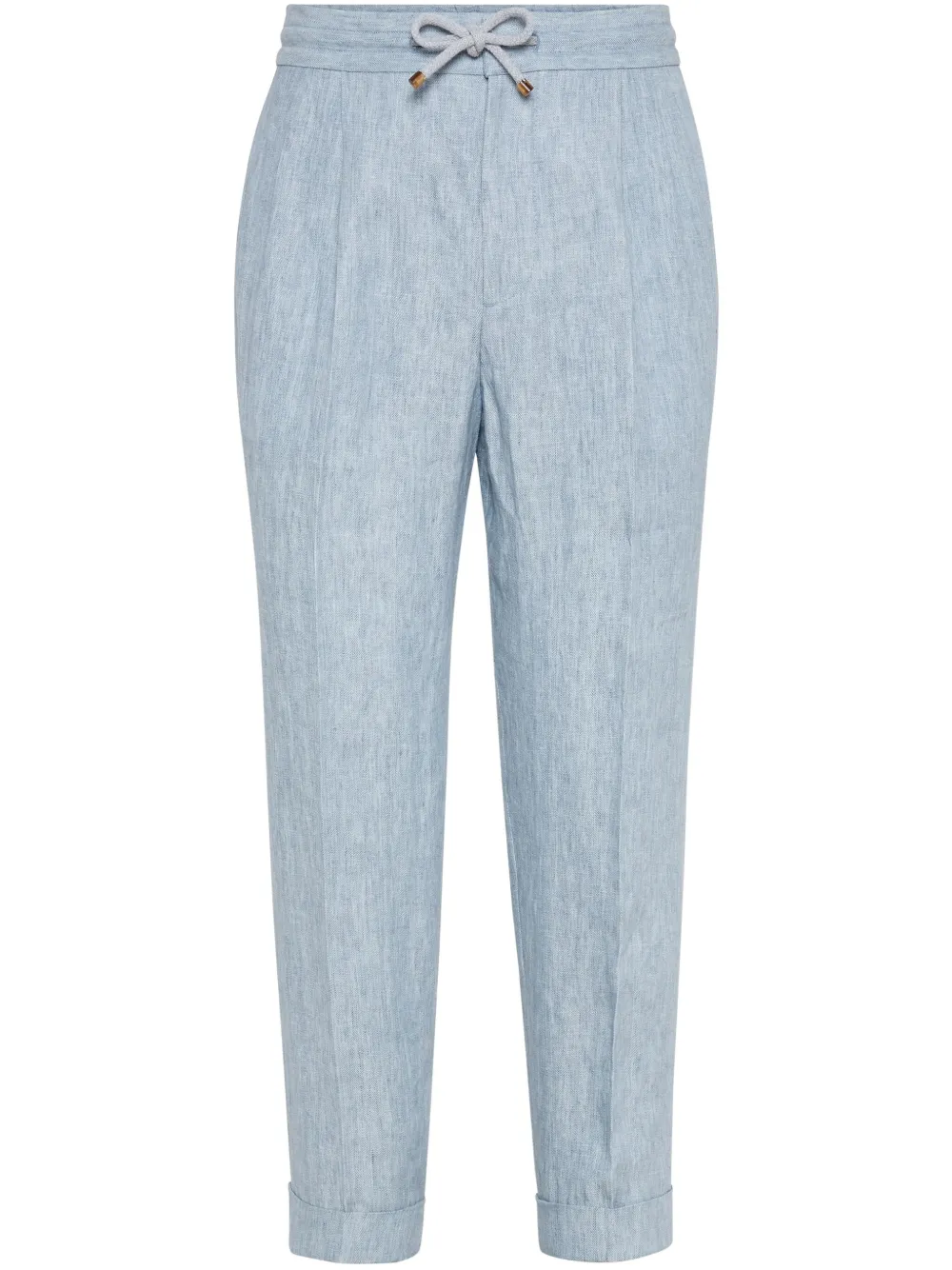 Brunello Cucinelli pleated linen trousers | Blue | Image 1