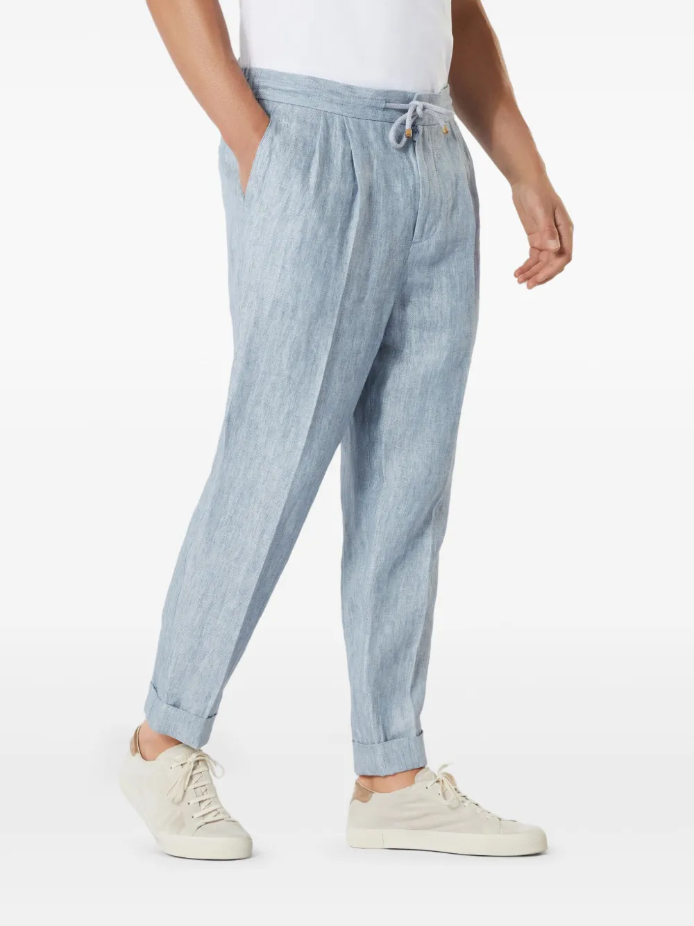 Brunello Cucinelli Linnen plooibroek Blauw
