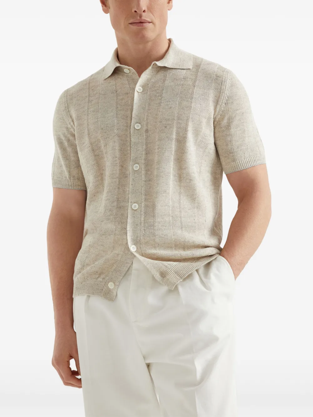 Brunello Cucinelli Overhemd met klassieke kraag Beige