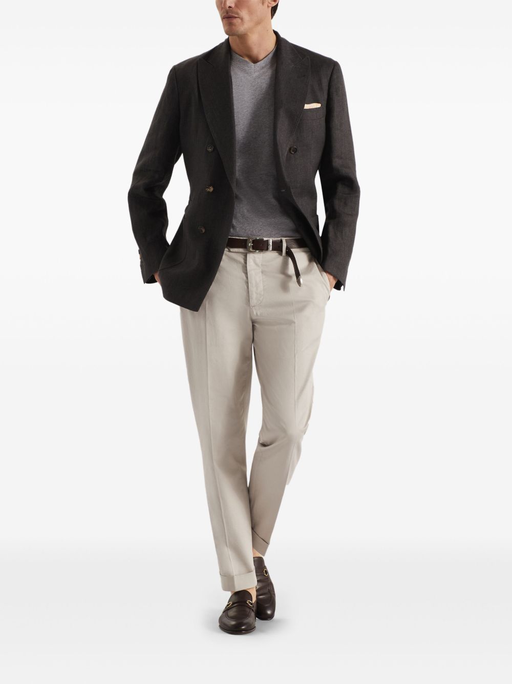 Brunello Cucinelli double breasted blazer - Grey