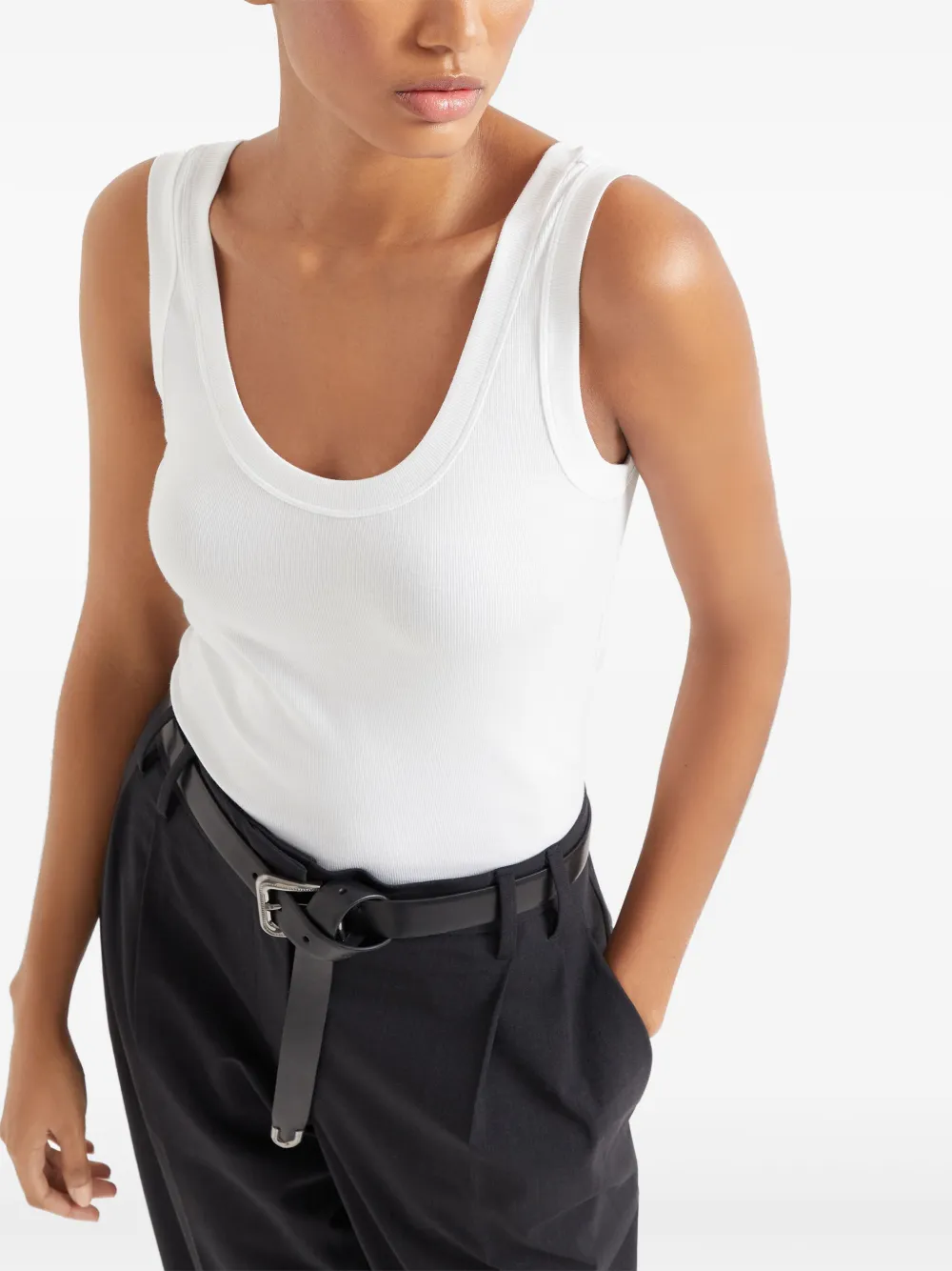 Brunello Cucinelli Geribbelde tanktop Wit
