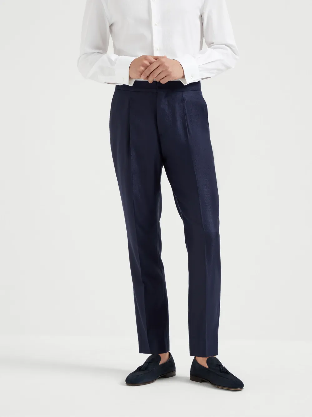 Brunello Cucinelli Pantalon met geplooid detail Blauw