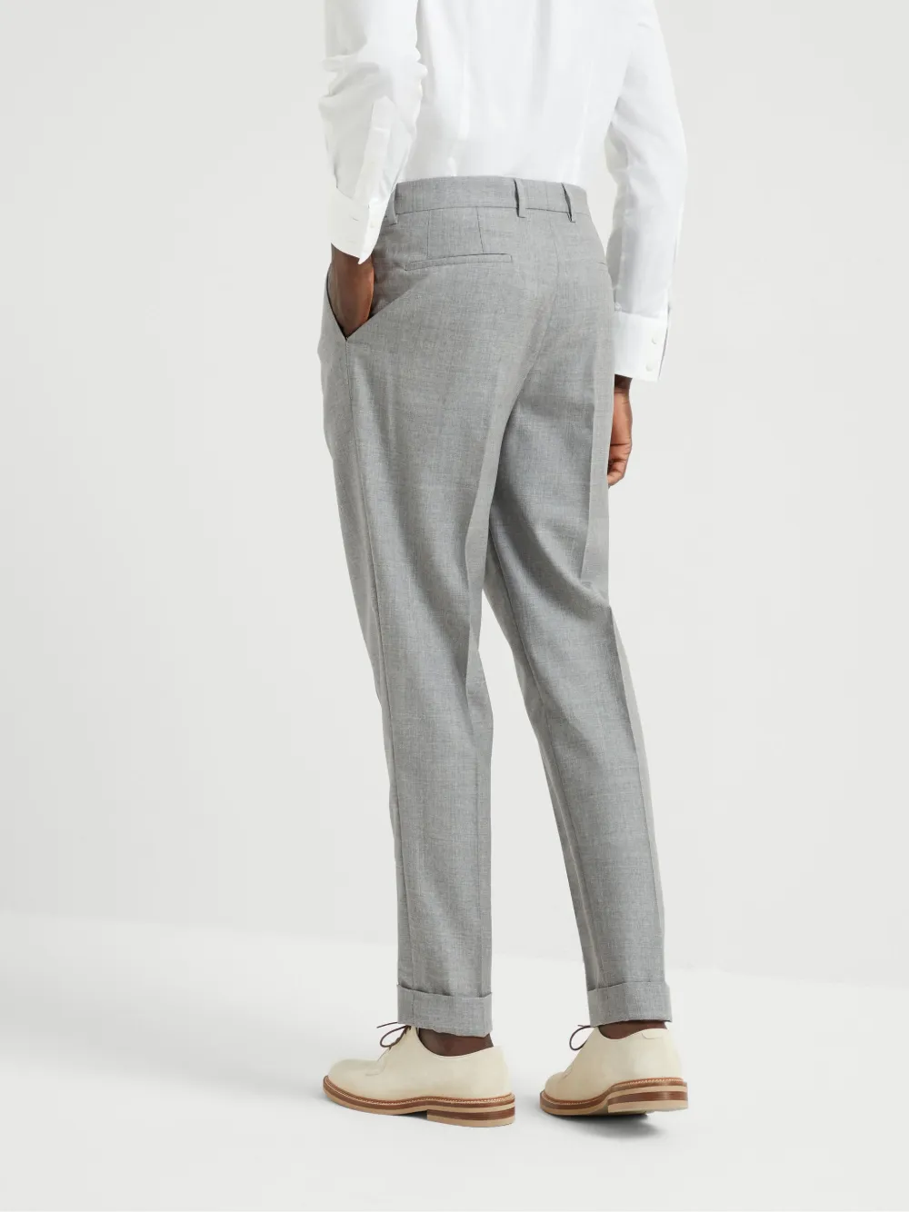 Brunello Cucinelli Pantalon met geplooid detail Grijs