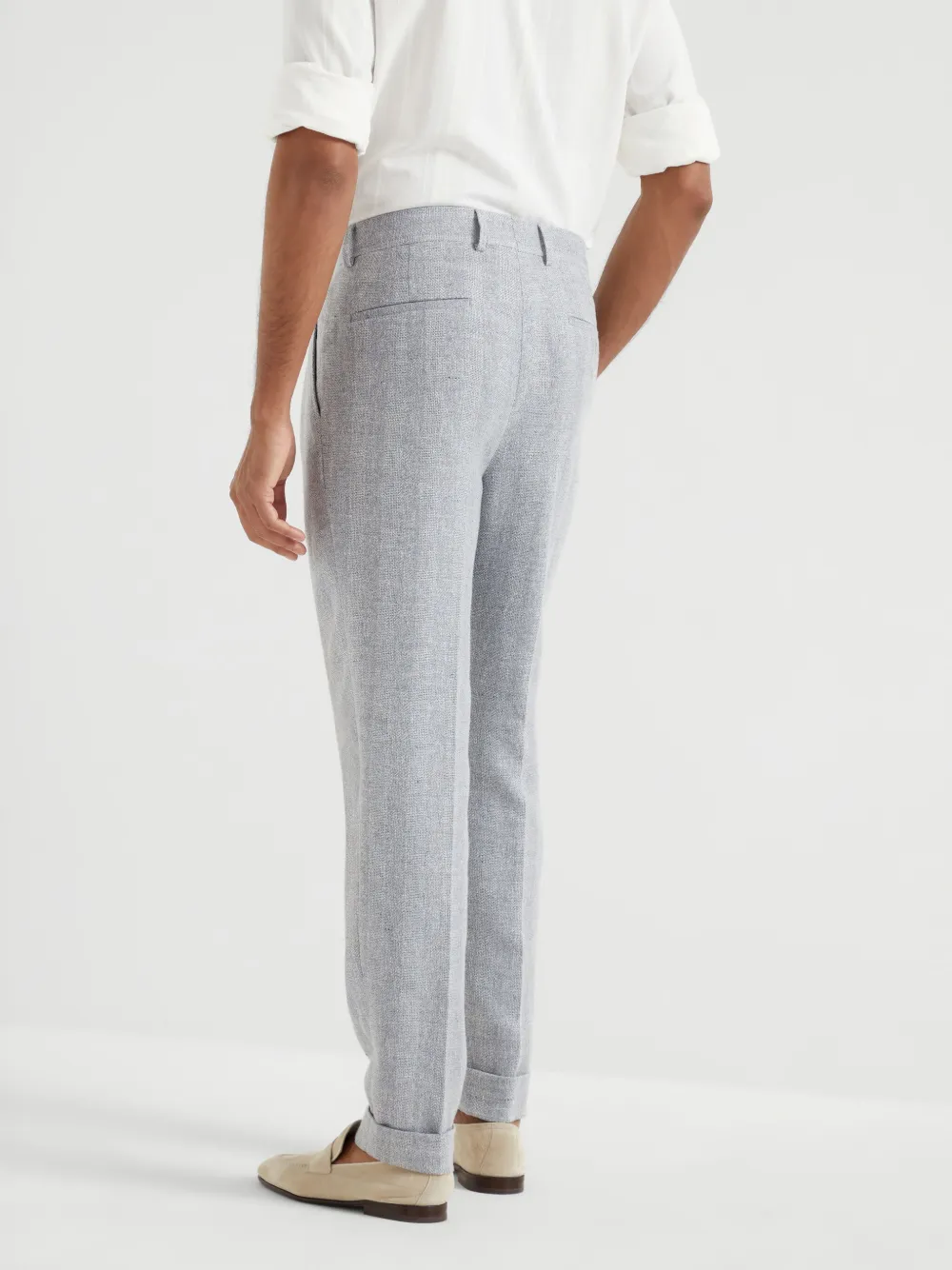 Brunello Cucinelli Pantalon met pied-de-poule print Grijs